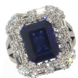 14k Gold 7.02 ct Radiant Sapphire & Diamond Ring 14k Gold 7.02 ct Radiant Sapphire & Diamond Ring