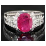 Platinum 2.33 ct Natural Ruby & Diamond Ring Platinum 2.33 ct Natural Ruby & Diamond Ring