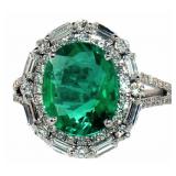 14k Gold 3.75 ct Oval Emerald & Diamond Ring 14k Gold 3.75 ct Oval Emerald & Diamond Ring