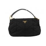 PRADA Black Quilted Gold Metal Hand Bag PRADA Black Quilted Gold Metal Hand Bag