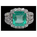 Platinum 6.13 ct Emerald & Diamond Ring Platinum 6.13 ct Emerald & Diamond Ring