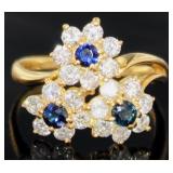 18k Gold 1.57 ct Natural Sapphire & Diamond Ring 18k Gold 1.57 ct Natural Sapphire & Diamond Ring