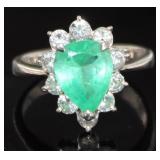 Platinum 2.05 ct Natural Emerald & Diamond Ring Platinum 2.05 ct Natural Emerald & Diamond Ring