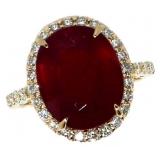 14k Gold 11.00 ct Oval Ruby & Diamond Ring 14k Gold 11.00 ct Oval Ruby & Diamond Ring
