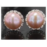 Quality 8.5 mm Rose Pearl Earrings Quality 8.5 mm Rose Pearl Earrings