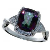 Radiant Cut 2.55 ct Mystic Topaz & Diamond Ring
