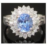 Platinum 3.29 ct Brilliant Sapphire & Diamond Ring