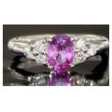 Platinum 1.47 ct GIA Pink Sapphire & Diamond Ring