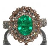 14k Gold Oval 2.62 ct Emerald & Diamond Ring