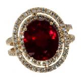 14k Gold 7.83 ct Oval Ruby & Diamond Ring