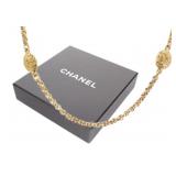 Chanel Gold Tone 8 Strand Logo Necklace