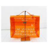 HERMES Orange Vinyl Kelly Shoulder Bag