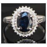 Platinum 2.43 ct Natural Sapphire & Diamond Ring