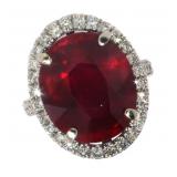 14k Gold 21.43 ct Oval Ruby & Diamond Ring