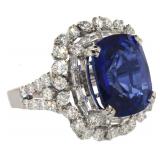 18k Gold 13.42 ct Sapphire & Diamond Ring