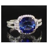 14kt Gold 3.95 ct Sapphire & Diamond Ring