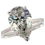 14k Gold 5.01 ct Pear Cut Lab Diamond Ring