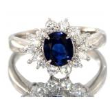 Platinum 1.56 ct Brilliant Sapphire & Diamond Ring