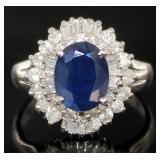 Platinum 3.00 ct Natural Sapphire & Diamond Ring