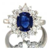 Platinum 3.72 ct Natural Sapphire & Diamond Ring
