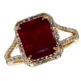 14k Gold 4.83 ct Oval Ruby & Diamond Ring