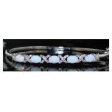 Elegant White Opal Bangle Bracelet