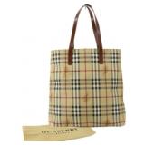 Burberry Tan Nova Check Horse Logo Handbag Tote