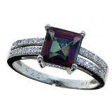 Asscher Cut 2.33 ct Mystic Topaz & Diamond Ring Asscher Cut 2.33 ct Mystic Topaz & Diamond Ring
