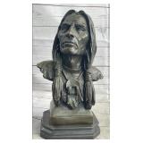 BRONZE NATIVE AMERICAN WITH WEATHERED FACE BRONZE NATIVE AMERICAN WITH WEATHERED FACE