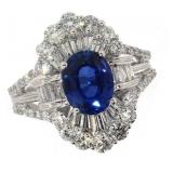 14k Gold 4.02 ct Oval Sapphire & Diamond Ring 14k Gold 4.02 ct Oval Sapphire & Diamond Ring