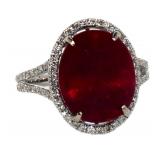 14k Gold 9.89 ct Oval Ruby & Diamond Ring 14k Gold 9.89 ct Oval Ruby & Diamond Ring