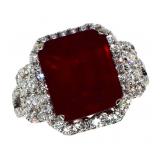 14k Gold 10.15 ct Radiant Cut Ruby & Diamond Ring 14k Gold 10.15 ct Radiant Cut Ruby & Diamond Ring