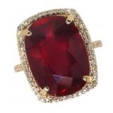 14k Gold 16.88 ct Oval Ruby & Diamond Ring 14k Gold 16.88 ct Oval Ruby & Diamond Ring