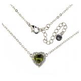 Peridot & White Topaz Heart Halo Necklace Peridot & White Topaz Heart Halo Necklace