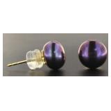 14kt Gold 8 mm Peacock Black Pearl Earrings 14kt Gold 8 mm Peacock Black Pearl Earrings