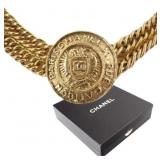Chanel Gold Tone Medallion Chain Necklace Chanel Gold Tone Medallion Chain Necklace