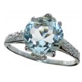 Natural 4.06 ct Oval Aquamarine & Diamond Ring Natural 4.06 ct Oval Aquamarine & Diamond Ring
