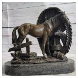 BRONZE HORSE SCULPLTURE ON BASE BRONZE HORSE SCULPLTURE ON BASE