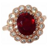 14k Gold 5.17 ct Oval Ruby & Diamond Ring 14k Gold 5.17 ct Oval Ruby & Diamond Ring