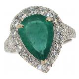 14k Gold 3.89 ct Natural Emerald & Diamond Ring 14k Gold 3.89 ct Natural Emerald & Diamond Ring
