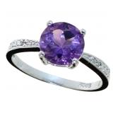 Round 2.00 ct Natural Amethyst & Diamond Ring Round 2.00 ct Natural Amethyst & Diamond Ring