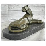 BRONZE ART DECO LION ON MARBLE BASE BY H. MOORE BRONZE ART DECO LION ON MARBLE BASE BY H. MOORE