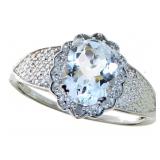 Oval 2.02 ct Natural Aquamarine & Diamond Ring Oval 2.02 ct Natural Aquamarine & Diamond Ring