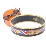 Hermes Black & Gold Wheat Enamel Bangle Bracelet Hermes Black & Gold Wheat Enamel Bangle Bracelet