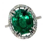 14k Gold 6.35 ct Oval Emerald & Diamond Ring 14k Gold 6.35 ct Oval Emerald & Diamond Ring