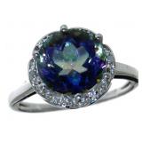 Round 3.06 ct Natural Mystic Topaz & Diamond Ring Round 3.06 ct Natural Mystic Topaz & Diamond Ring