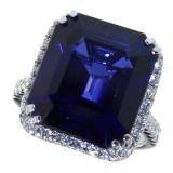 14kt Gold 20.24 ct Radiant Sapphire & Diamond Ring 14kt Gold 20.24 ct Radiant Sapphire & Diamond Ring