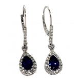 Pear Cut Blue Sapphire & White Sapphire Earrings Pear Cut Blue Sapphire & White Sapphire Earrings
