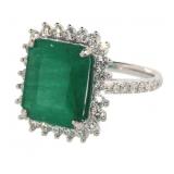 14k Gold 5.85 ct Natural Emerald & Diamond Ring 14k Gold 5.85 ct Natural Emerald & Diamond Ring