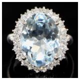 Platinum 8.73 ct Aquamarine & Diamond Ring Platinum 8.73 ct Aquamarine & Diamond Ring